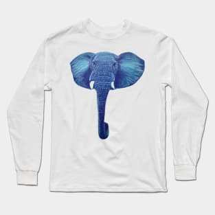 Elephant head colour pencil drawing Long Sleeve T-Shirt